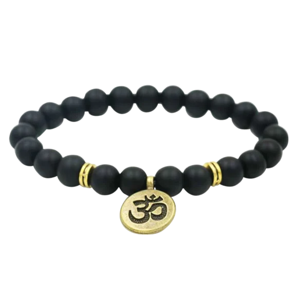 Hollywood Sensation Om Agate Stone Beaded Bracelet