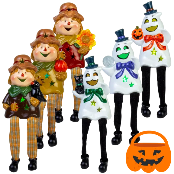 3-Pack: Harvest Lane LED Halloween Ceramic Sitters