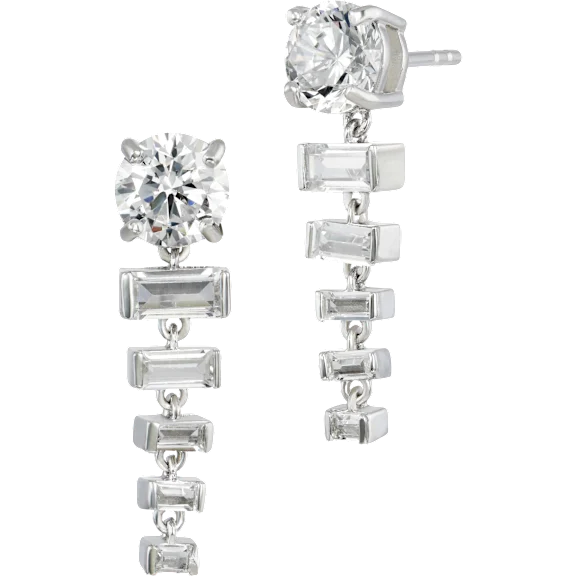 Savvy Cie Round & Step-Cut Graduated Drop Earrings