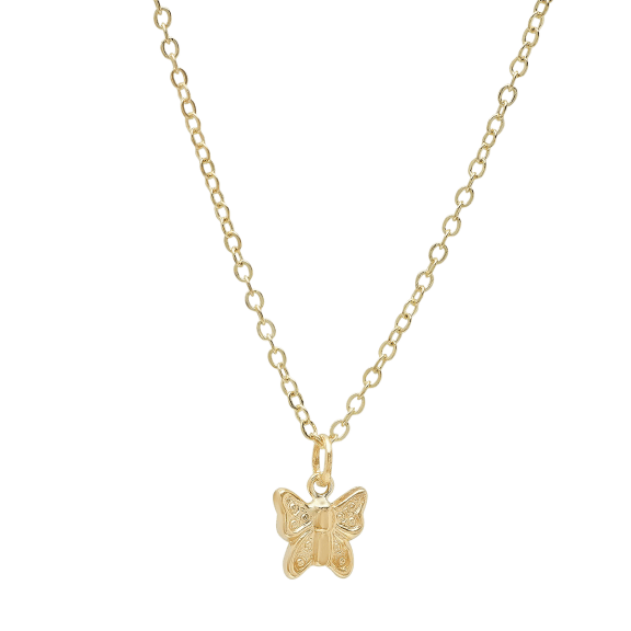 14K Gold Butterfly Charm Necklace