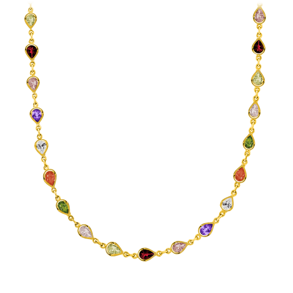 Savvy Cie 18K Yellow Gold Multi-color Gem Necklace