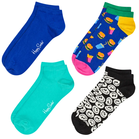 4-Pack: Happy Socks Men's Low Socks Twisted Hamburger (Size 8-12)