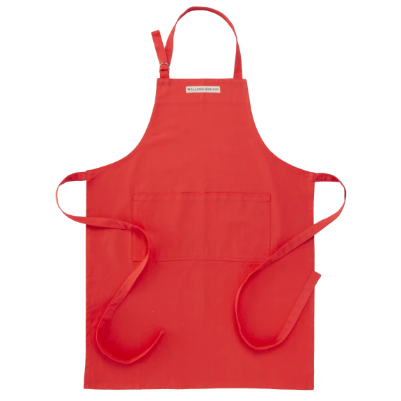 Williams Sonoma Designer Chef Aprons with Pockets in Hibiscus Red