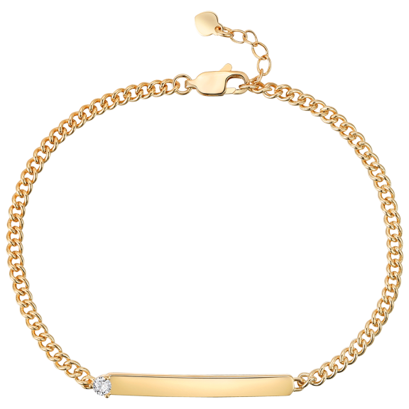 Megan Walford 8.25" Anklet in 14K Gold Plated with Round CZ Stone