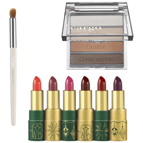 Cargo Cosmetics Warm Eye Shadow Palette with Magic Eye Brush and Lip Kit