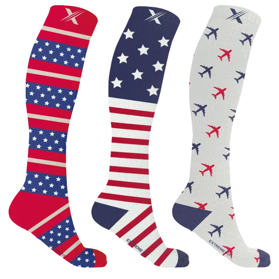 3-Pack: Extreme Fit Patriotic Knee High Compression Socks