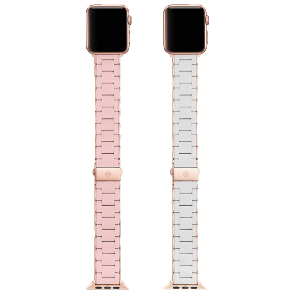 2-Pack: Michele Silicone-Wrapped Stainless Steel Bands For Apple Watch
