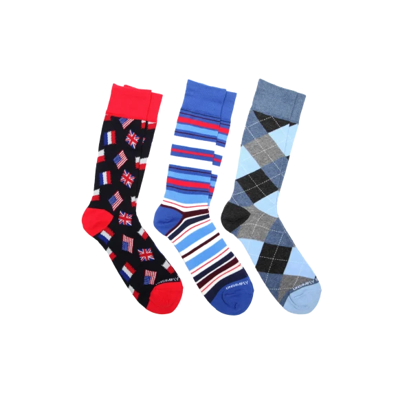 Unsimply Stitched 3-Pack Dress Socks "Flags"