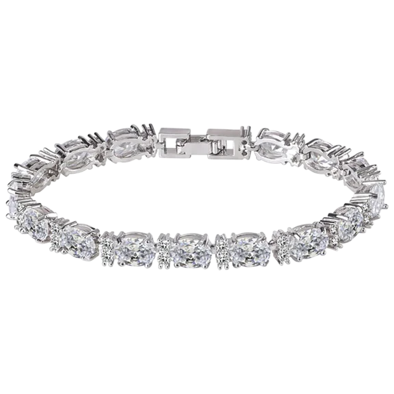 Hollywood Sensation Oval and Round Cut CZ Tennis Bracelet