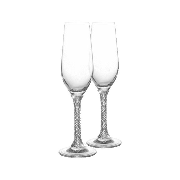 Aisle26 Crystal Champagne Glass with Silver Stem Set