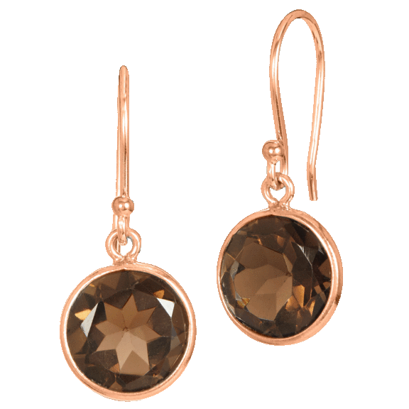 Savvy Cie 5 Carat Semi Precious Smokey Quartz Drop Earrings