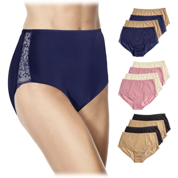 4-Pack: Rhonda Shear Lace Inset Briefs