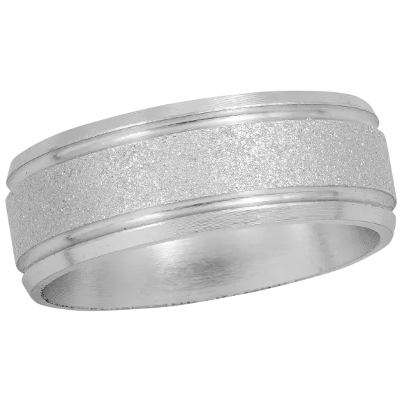 Savvy Cie Rhodium Classic Curve Sandblast Center Comfort Band