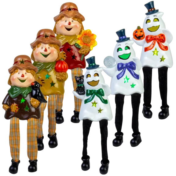 3-Pack: Harvest Lane LED Halloween Ceramic Sitters