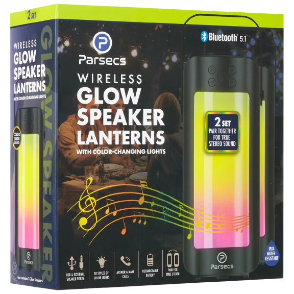2-Pack: Parsecs Wireless LED Glow Lantern Bluetooth Speakers