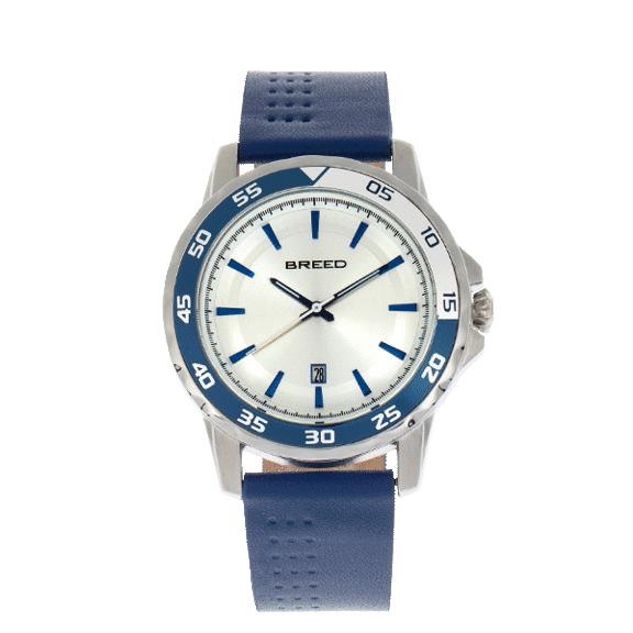 Breed Revolution Leather-Band Watch with Date Display