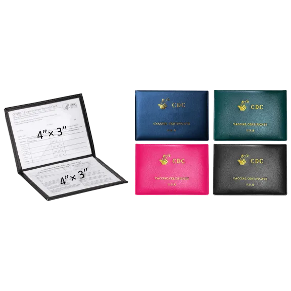 2-Pack: Faux Leather CDC Vaccination Card Immunization Record Protector Holder
