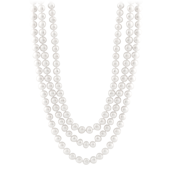 Splendid Pearls Endless 80" White Pearl Necklace