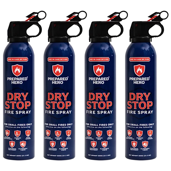 4-Pack: Prepared Hero Dry Stop Fire Sprays