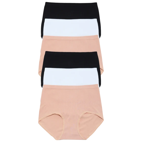 6-Pack: Angelina Seamless Cotton High-Waist Light-Control Brief Panties