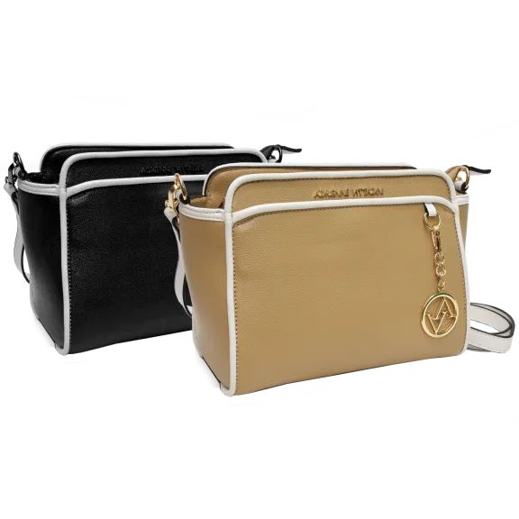Adrienne Vittadini Sophia Collection Pebble Grain Crossbody with Colorblock Trim