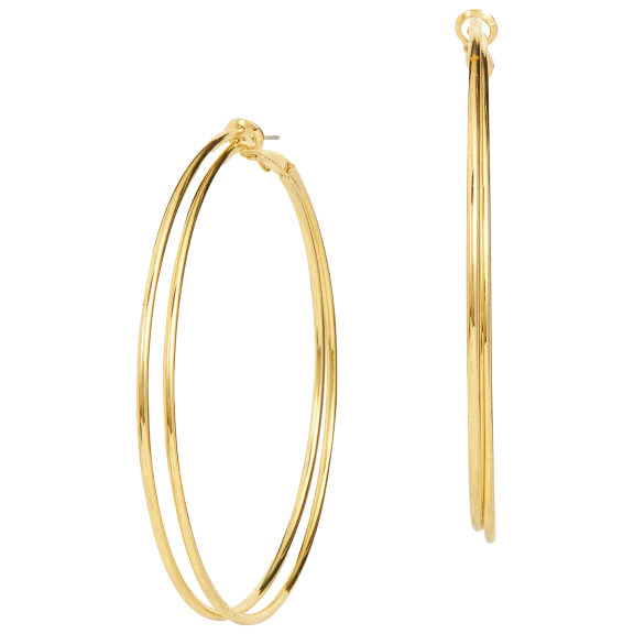 Savvy Cie 14k Gold Plated Oversized Double Hoop Earrings