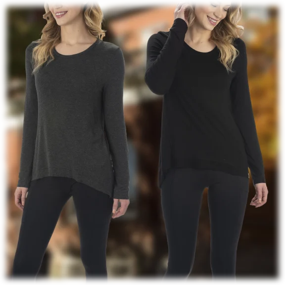 Marc New York Performance Long Sleeve Hi Lo Hem Tunic Top