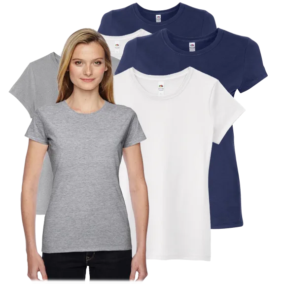 6-Pack: Fruit of The Loom Ladies Crew Neck Tees