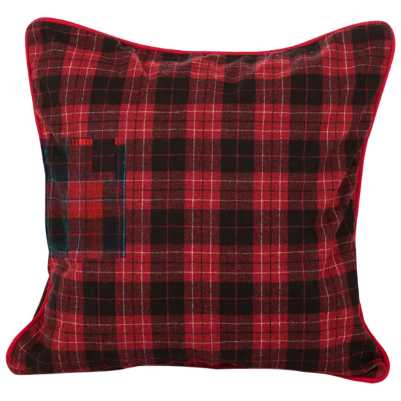 Glitzhome 18"L Farmhouse Red & Black Plaid Pillow Cover