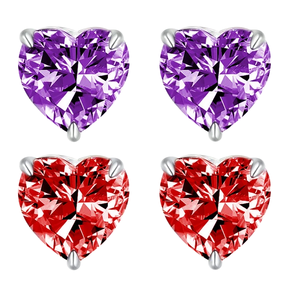 A&M Silver Plated Cubic Zirconia Heart Earrings
