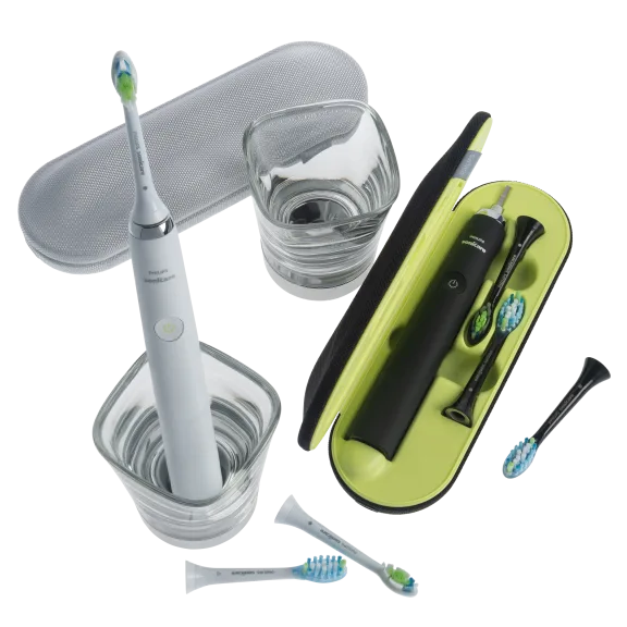 2-Pack: Philips Sonicare DiamondClean Toothbrush with 6 Heads & Charging Glass