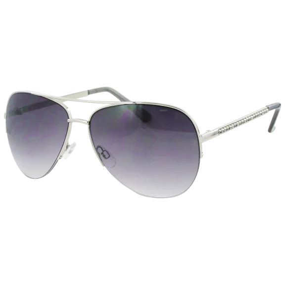 Kay Unger Silver Aviator Frames With Gradient Smoke Lenses