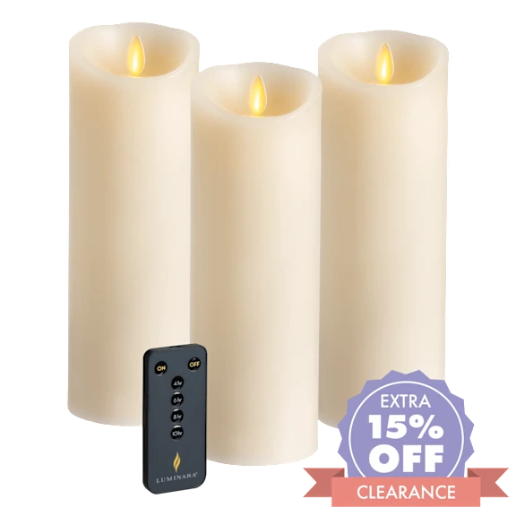3-Pack: Luminara Flameless 8.5" Pillar Candles with Remote