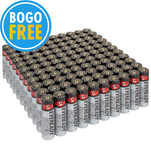 110-Pack: Eveready Silver Alkaline AA Batteries