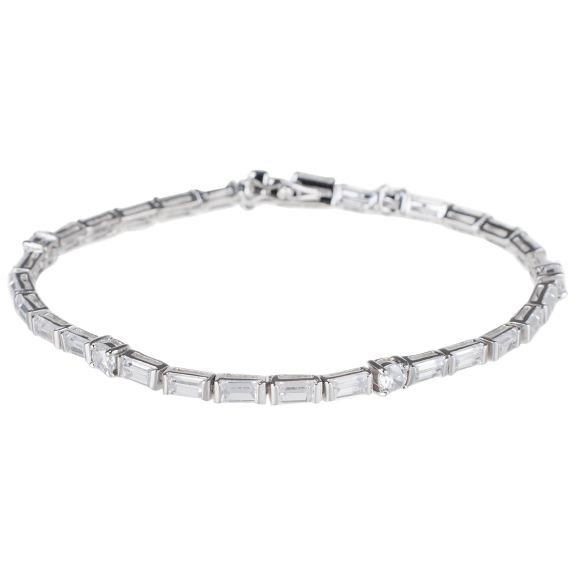 Kenneth Jay Lane 7 CTTW Baguette Round Tennis Line CZ Bracelet
