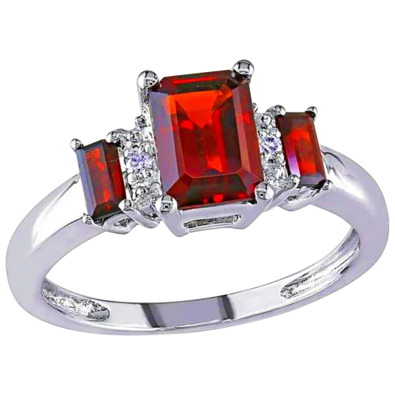 Tamborat Diamond Accent with Lab Created Red Ruby Ring