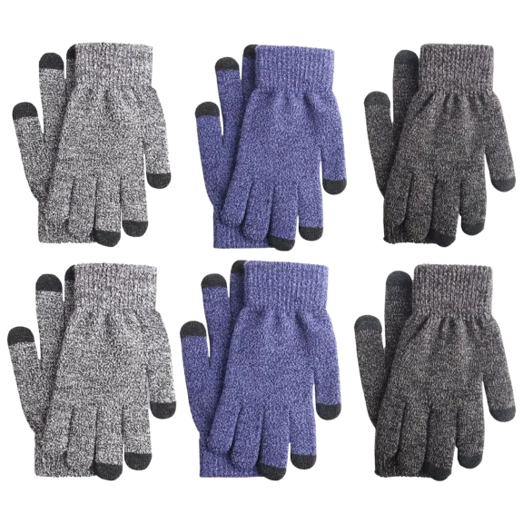 6-Pack: Marled Touchscreen Winter Gloves