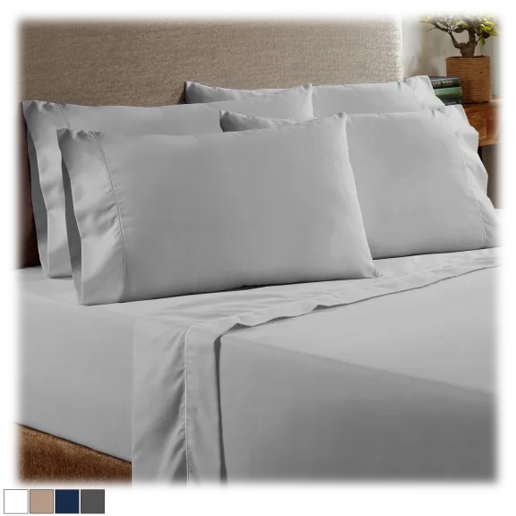 Bibb Home 1000 Thread Count Cotton Rich 6-Piece Sheet Set