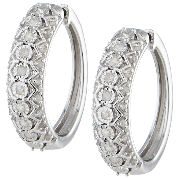 Diamond Muse 1/2 Carat TW Genuine Diamond Hoop Earrings in Sterling Silver