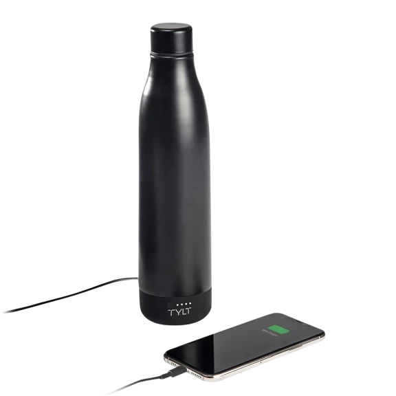 TYLT 17oz Insulated Water Bottle with Built-In Phone Charger