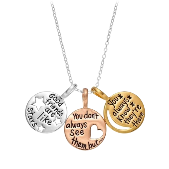 Niss & Niflaot Jewelry Tri-Tone "Good Friends" Triple Disc Pendant Necklace