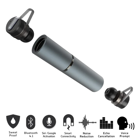 Rowkin Bit Stereo True Wireless Bluetooth Earbuds with Earhooks