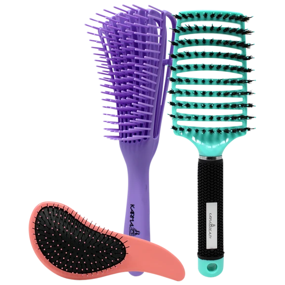 3-Pack: Karma Beauty Detangle Brush, Wet Brush, and Detangler Pro