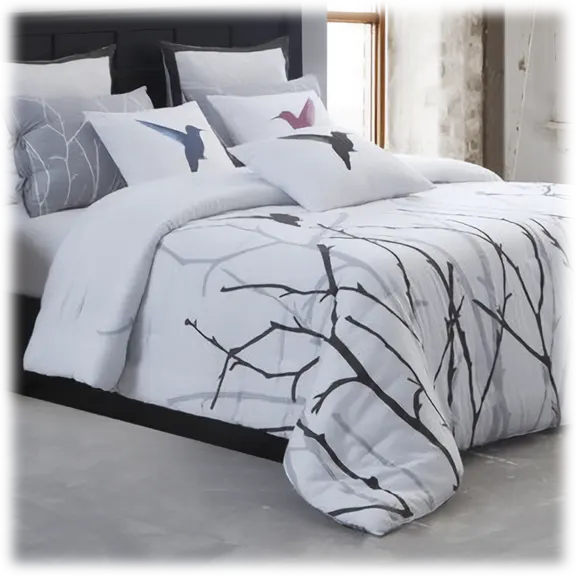 3-Piece: Elegant Linens Vicki Humming Bird Duvet Set