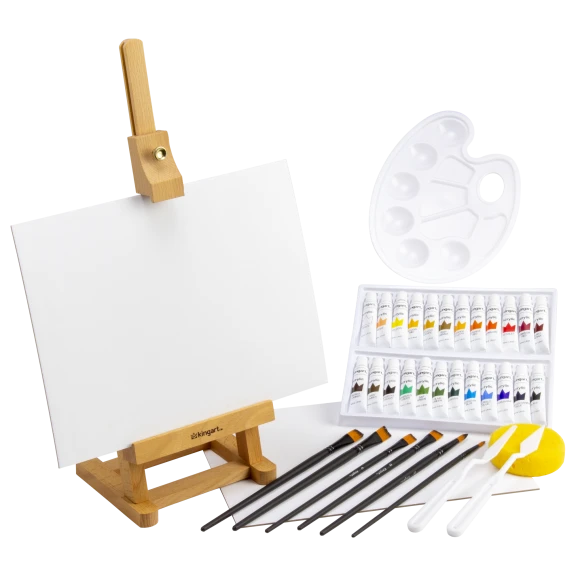 KingArt Studio 37-Piece Acrylic Paint Starter Art Set & Easel