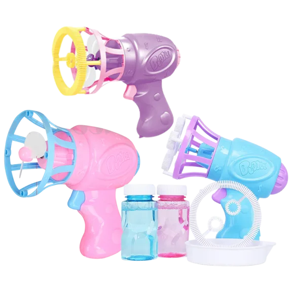 3-Pack: Britenway Fan Bubble Gun Blower with Bubble Solution