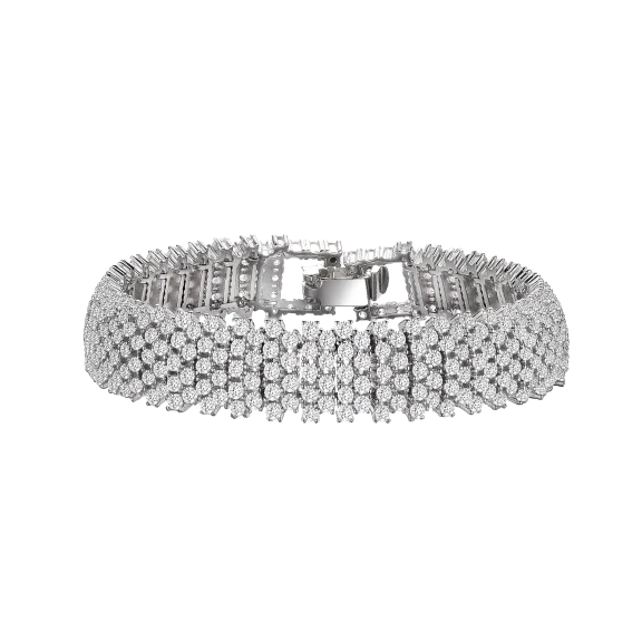 Stunning 4 Row Rhodium Plated Tennis Bracelet