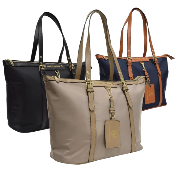 Adrienne Vittadini Lightweight Nylon Tote with ID Luggage Tag