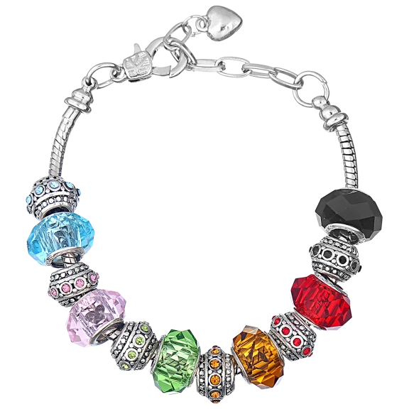 Tamborat Murano Glass Multi-Colored Charm Bracelet