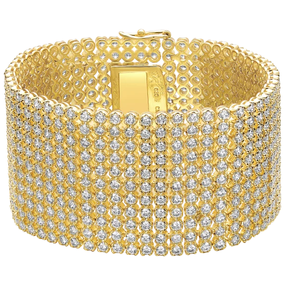 Genevive CZ Luxe Mesh Link Bracelet in 14K Gold Plated Finish